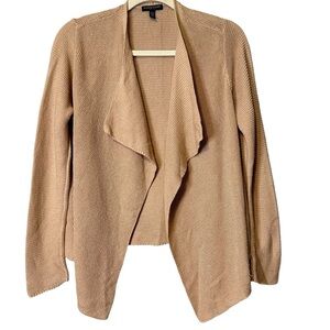 Eileen Fisher Organic Linen Cotton Drape Open Front Cardigan Women PM Beige/Pink